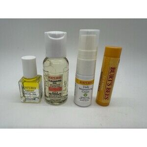 Burt's Bees Lot of 4-Cleansing Oil, Moisturizing, Facial Oil & Beeswax Lip Balm